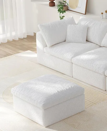 Miniatura 14 de Sofá modular de nube sin hueso de 108 pulgadas con asiento profundo para sala de estar, sofá en forma de L con otomana, tela de copo de nieve y Negro