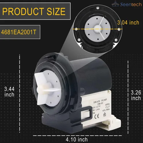 Miniatura 5 de Motor de bomba de drenaje de arandela 4681EA2001T de ajuste exacto para bomba de drenaje de lavadora Kenmore y LG de Seentech - Reemplaza