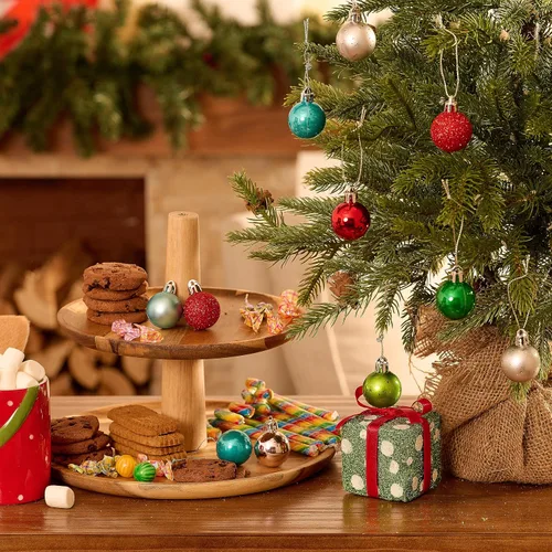 Miniatura 3 de DecorbyHannah - Juego de mini adornos de Navidad rojos, verdes y azules, 49 unidades de 1.18 pulgadas, adornos pequeños para decoraciones de árbol