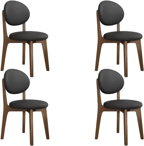 Miniatura 62 de YVYKFZD Juego de sillas de comedor, sillas de cocina de madera maciza, silla de comedor de granja con respaldo curvo, silla tapizada de cuero