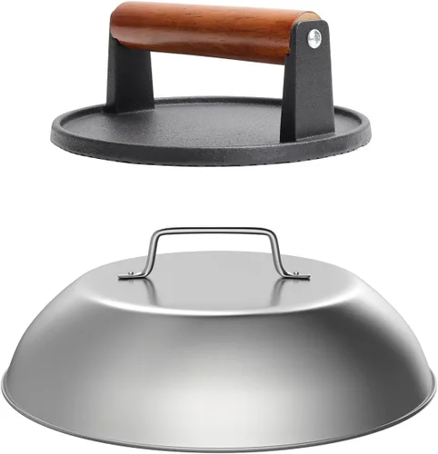 Miniatura 12 de SafBbcue Cubierta Domer Rectangular de Acero Inoxidable de 14" para Derretir Queso y Cobertura de Rociado & Plancha Rectangular de Hierro Fundido