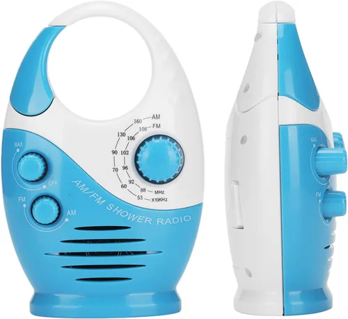 Miniatura 3 de Radio portátil AM FM, radio tipo gancho, altavoz integrado, radio de ducha de diseño, AM 530 1710 KHZ, FM 88 108 MHz, para ducha al aire libre