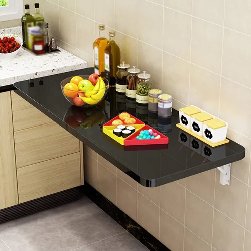 Miniatura 9 de Mesa plegable de pared, mesa de comedor de cocina, mesa flotante de pared, estante de garaje, escritorio de ordenador para oficina, escritorio