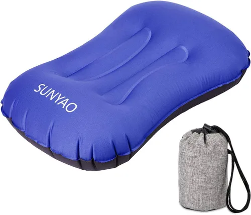 Miniatura 10 de Almohadas inflables ultraligeras para campamento: compresibles, compactas, inflables, cómodas, ergonómicas para soporte de cuello y lumbar mientras