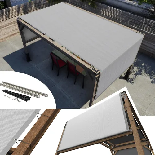 Amgo Toldo para pérgola de 8 x 12 pies, 90% de bloqueo de rayos UV, impermeable, de repuesto, con varillas pesadas para patio, patio, gris, gris
