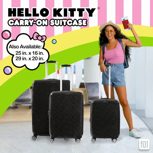 Miniatura 6 de FUL Hello Kitty - Maleta de mano rígida con ruedas giratorias, Negro -, Hello Kitty - Maleta de mano rígida con ruedas giratorias