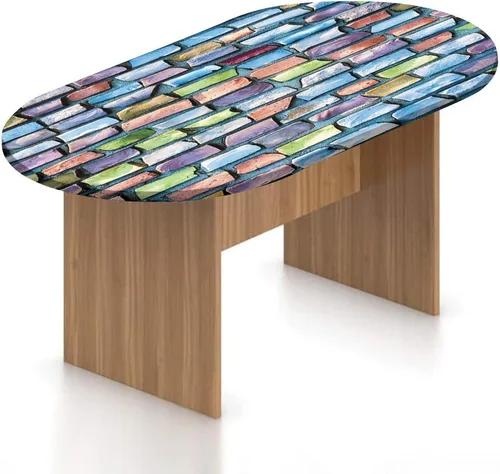 Miniatura 22 de XISUNYA Mantel ovalado ajustable para patio, mantel geométrico de poliéster elástico, mantel ajustable con estampado tribal, se adapta a mesas
