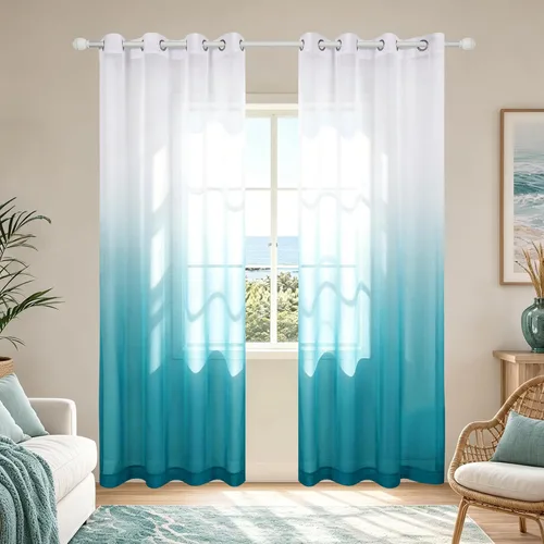 Miniatura 21 de KOUFALL - Cortinas negras de 63 pulgadas de largo para dormitorio, juego de 2 paneles con ojales, cortinas semitransparentes de imitación de lino