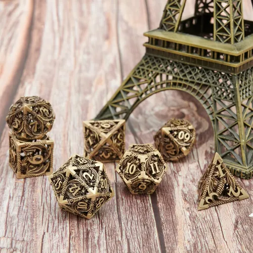 Miniatura 4 de DND - Juego de dados de metal, dados poliédricos de Calabozos y Dragones, juego de dados poliédricos para juegos de rol, juego de dados poliédricos