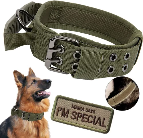 Miniatura 10 de Collar táctico para perro con asa, collar de entrenamiento militar ajustable para perros, nailon suave y hebilla de metal resistente para perros