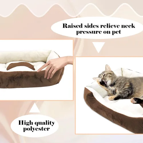 Miniatura 3 de Camas para perros pequeños, camas rectangulares para gatos de interior, cama lavable de 20 x 15 x 6 pulgadas para mascotas con lateral y parte