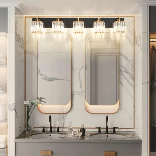 Miniatura 6 de Aipsun Lámpara de Tocador Moderna para Baño Accesorios de Iluminación 5 Luces Lámpara de Tocador de Baño de Cristal (Excluye Bombilla)