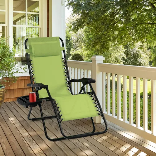 Miniatura 8 de Tangkula Zero Gravity - Silla plegable para patio, reclinable, ajustable, con soporte para tazas, reposabrazos anchos para patio, jardín, piscina