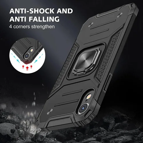Miniatura 2 de HNHYGETE Funda para iPhone XR con protector de pantalla: (resistente) grado militar giratorio de 360° con función atril a prueba de golpes