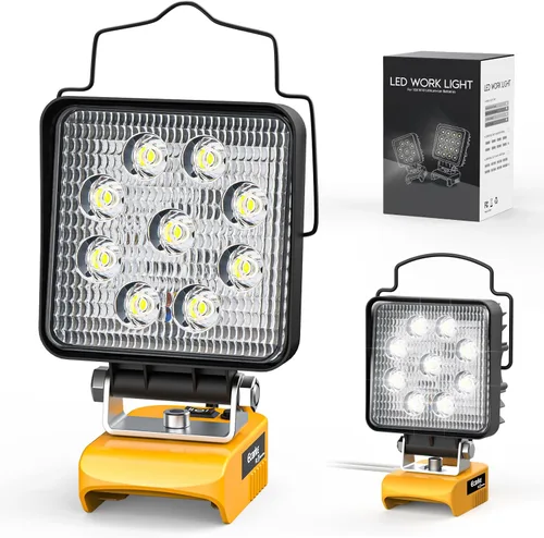 Miniatura 12 de Ecarke 2 PCS Luz de Trabajo LED Inalámbrica Compatible con DeWALT 20V: 70W 7000LM Linterna con USB y Puerto de Salida de Carga Tipo-C, Luz