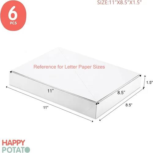Miniatura 5 de HAPPY POTATO Cajas de regalo blancas de 11 x 8.5 x 1.5 pulgadas, cajas de regalo para ropa, cajas de regalo (textura de grano blanco, paquete de 12)