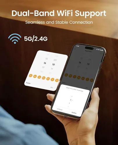 Miniatura 3 de oneisall Comedero automático para gatos con WiFi 5G, dispensador automático de comida para gatos para 2 gatos y mascotas pequeñas, dispensador