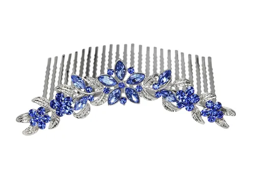 Miniatura 14 de Faship Hermoso peine de pelo floral de cristal de diamantes de imitación negro