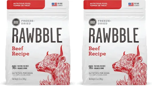 Miniatura 22 de BIXBI Rawbble Comida liofilizada para perros, receta de pollo y salmón, 12 onzas - 94% carne y órganos, sin rellenos - Comida cruda para mascotas