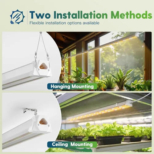 Miniatura 7 de FREELICHT Paquete de 2 luces LED de crecimiento de 4 pies con temporizador, 40 W (equivalente a 250 W), luces de crecimiento de espectro completo