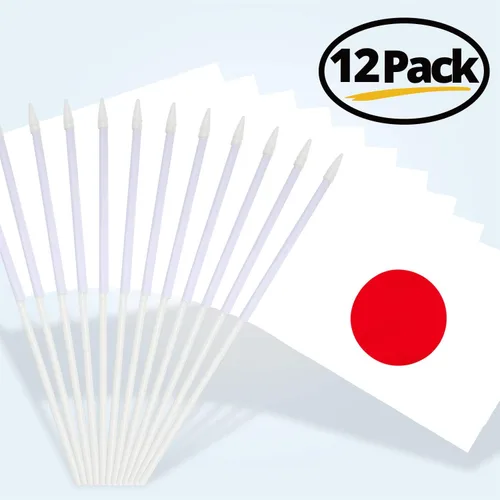 Miniatura 6 de Anley Paquete de 12 mini banderas de Japón – Pequeñas banderas Janpanese en miniatura de mano – Resistente a la decoloración y colores vivos – 5 x 8