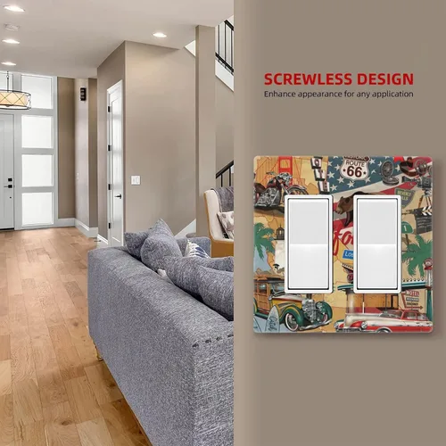 Miniatura 543 de Cubiertas de placa de pared de 3 gang con interruptor de luz de triple palanca, en negro y dorado con esplendor de oro rosa, estampado floral