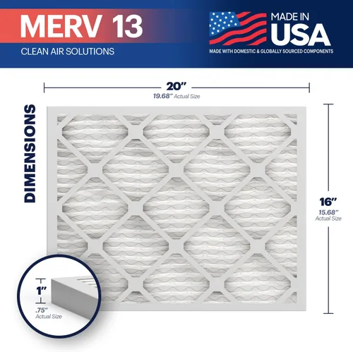 Miniatura 2 de BNX TruFilter filtro de aire 16x20x1 MERV 13 (paquete de 6) - HECHO EN EE. UU. - Filtros electrostáticos plisados para aire acondicionado HVAC AC