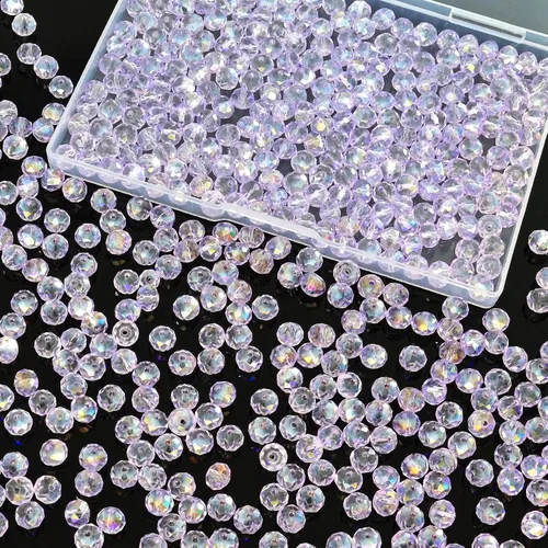 Miniatura 13 de 800 cuentas redondas de cristal de 0.236/0.396/0.394 pulgadas para joyas de bricolaje, ideales para pulseras, collares, colgantes y proyectos