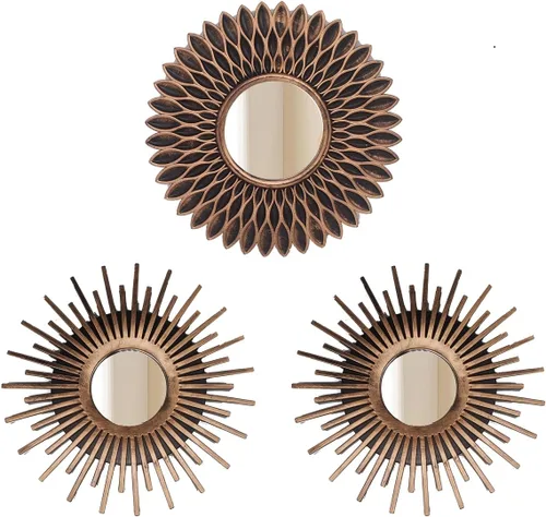 Miniatura 10 de Espejos dorados retro para pared, paquete de 3. Espejos redondos. Espejos decorativos. Espejos de pared pequeños para decoración del hogar. Marcos