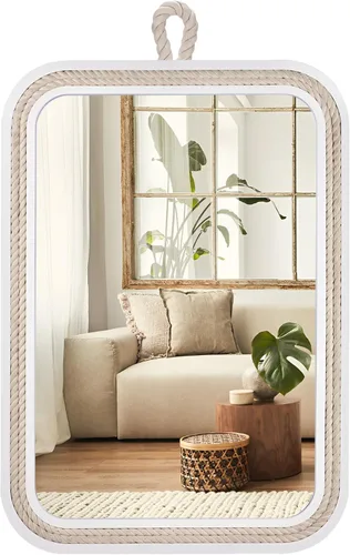Miniatura 11 de Espejo decorativo pequeño de 11.4 pulgadas, espejo colgante redondo para pared, espejo de cuerda náutica para baño, oficina, sala de estar, todas