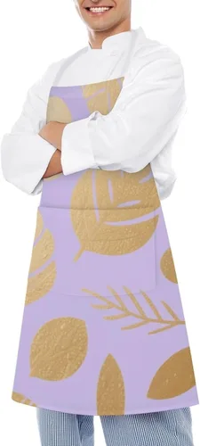 Miniatura 4 de MUSM Apron for Adults - 27.6 X 31.5 Inch, Heavy-Duty Polyester Aprons with Two Large Pockets, Waterproof Leaf Print Pattern Kitchen Apron for