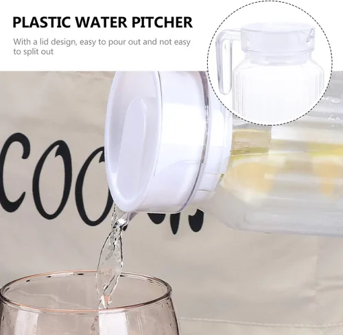 Miniatura 9 de IMIKEYA Jarra de agua de plástico de 20.3 fl oz, jarra de agua de plástico inastillable, ideal para té helado, sangría, limonada, jugo, leche y más