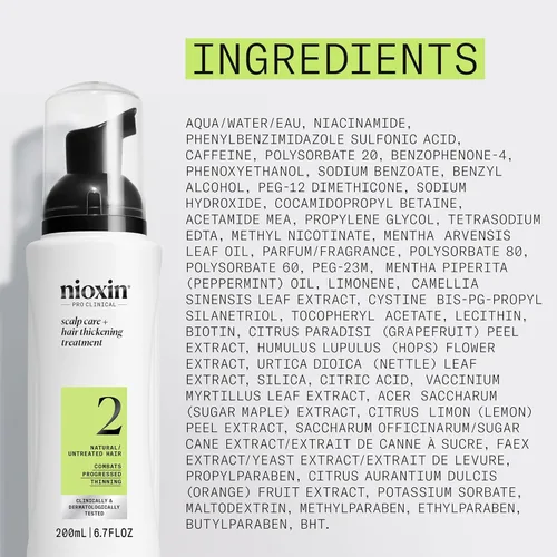Miniatura 7 de Nioxin System 2 Scalp Care + Hair Thickening Leave-In Treatment For Natural Hair with Progressed Thinning Boost Hair Density & Strengthen