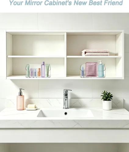 Miniatura 4 de SUNFICON Bandeja Soporte Organizador de Maquillaje Estuche Expositor de Cosméticos de Mesa Escritorio Tocador Encimera Baño Pared Gabinete Caja