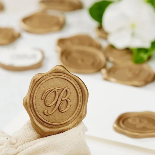 Pegatinas de sello de cera adhesivas del alfabeto inicial doradas, paquete de 25 letras, pegatinas de sello de cera para sobres, sellos de sobre