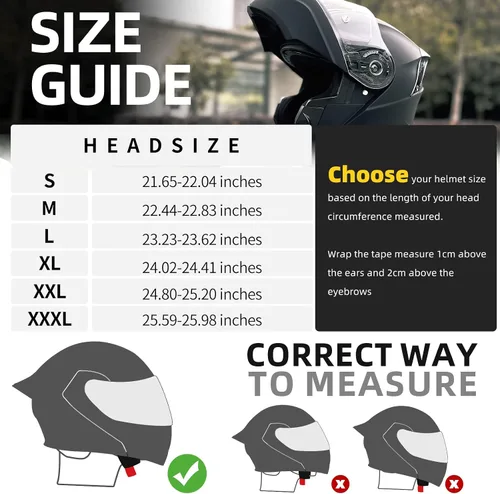 Miniatura 2 de Casco modular de motocicleta abatible de doble visera para hombre, aprobado por puntos 965