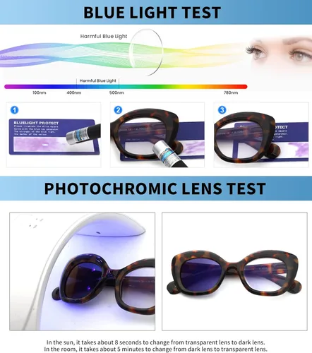 Miniatura 4 de JM Gafas de lectura con ojo de gato para mujer, lectores de computadora con bloqueo de luz azul con bisagra de resorte Paquete de 2 fotocromáticos