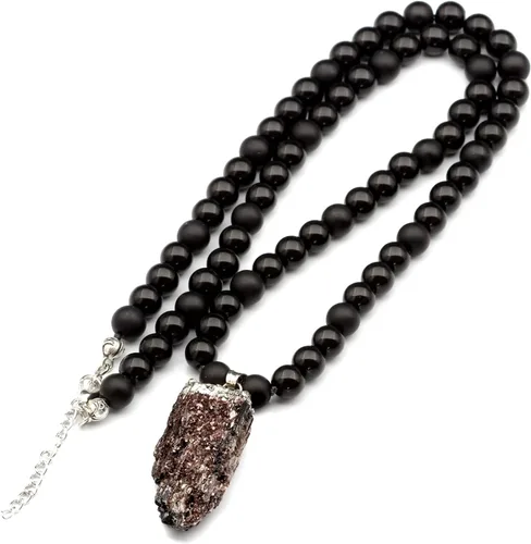 Miniatura 67 de Colgante de turmalina cruda natural, Collar de cuentas de ónix negro genuino, Collar de piedra negra, Collar de piedras preciosas, Cuentas de 0.315