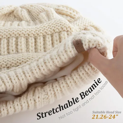 Miniatura 34 de FURTALK Gorros de invierno para mujer, con forro polar, gorro de punto holgado y cálido, gorro de esquí