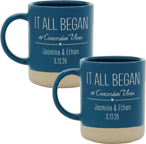 Miniatura 6 de Let's Make Memories Juego de 2 tazas de cerámica personalizadas, para el día de San Valentín, para parejas, para bodas, aniversarios, color rojo