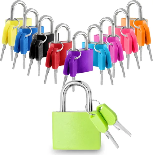 Miniatura 7 de Litoexpe Juego de 4 cerraduras de maleta con llaves, cerraduras de equipaje pequeñas, candados de metal, cerradura de llave para gimnasio escolar