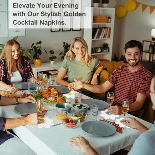 Miniatura 7 de Servilletas de papel desechables con margaritas doradas, bonitas servilletas de papel metálico dorado para tocador, boda, vacaciones, fiesta de Oro