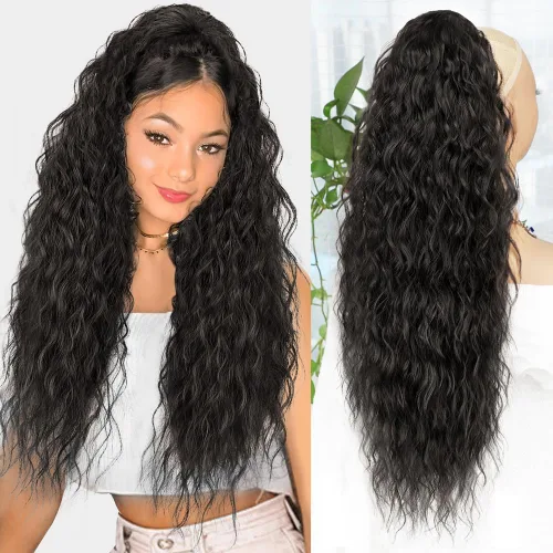 Miniatura 9 de ALXNAN Cola de caballo con clip de garra, extensión de cola de caballo marrón oscuro de 26 pulgadas para mujer, extensiones de cabello sintético