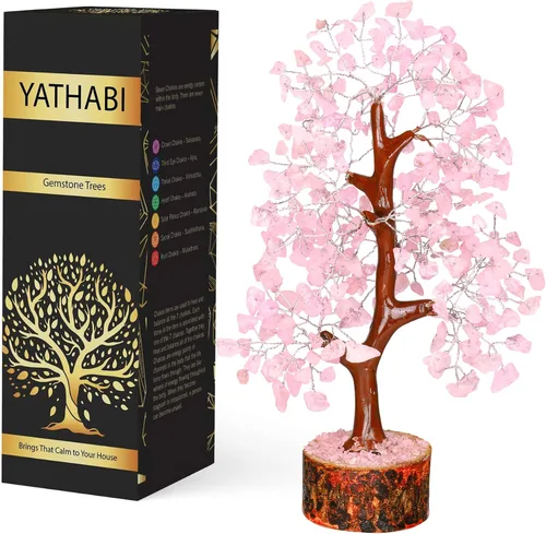 Miniatura 10 de YATHABI Escultura de gema de turmalina negra, árbol de cristal, decoración de Feng Shui, árbol de dinero de buena suerte