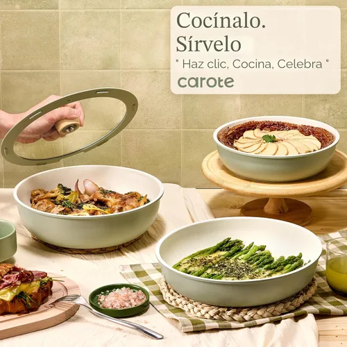 Miniatura 5 de CAROTE Juego de ollas y sartenes, juego de utensilios de cocina antiadherentes, mango desmontable, 19 piezas de utensilios de cocina de inducción
