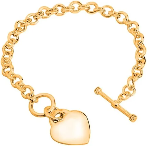 Miniatura 2 de Savlano Pulsera chapada en oro de 14 quilates con dije de corazón, pulsera de cadena Rolo de 7.5 pulgadas, viene con caja de regalo para mujer