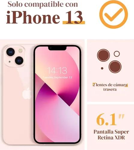 Miniatura 2 de GVIEWIN Funda para iPhone 13 floral, con protector de pantalla y protector de lente de cámara, [no se pone amarillenta] suave a prueba de golpes