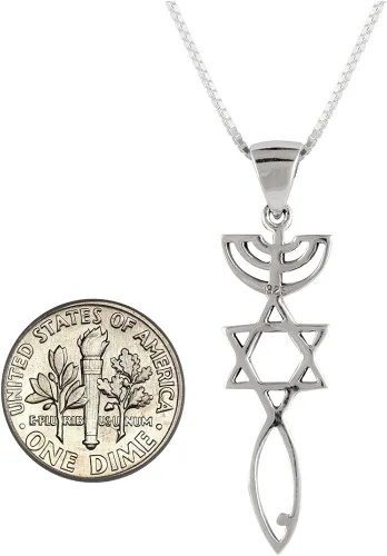 Miniatura 5 de AJDesign Colgante de plata de ley con sello mesiánico, joyería religiosa espiritual, collar injertado con cadena