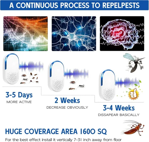 Miniatura 3 de Repelente ultrasónico de control de plagas para interiores, ratón, roedor, rata, mosquito, araña, cucaracha, repelente de insectos para interiores