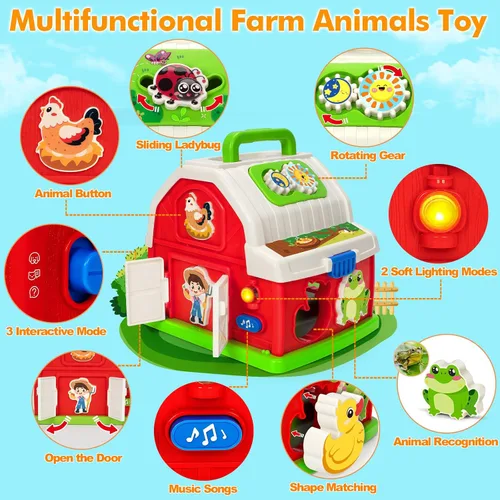 Miniatura 2 de Montessori - Juguetes para niños y niñas de 1, 2, 3 años, animales de granja musicales, juguete de granero con sonido y luz, juguetes de aprendizaje